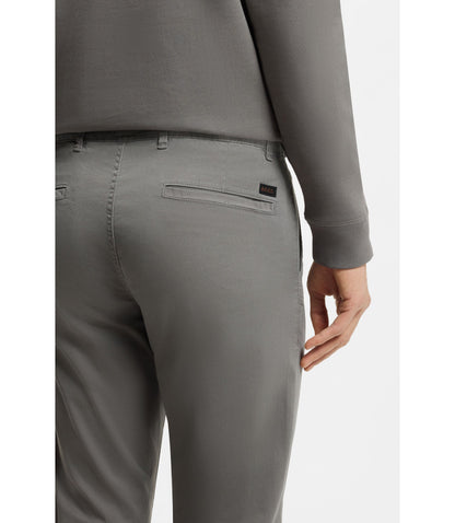 Boss Slim Fit Chinos In Printed Stretch Cotton Twill Silver