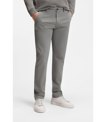 Boss Slim Fit Chinos In Printed Stretch Cotton Twill Silver