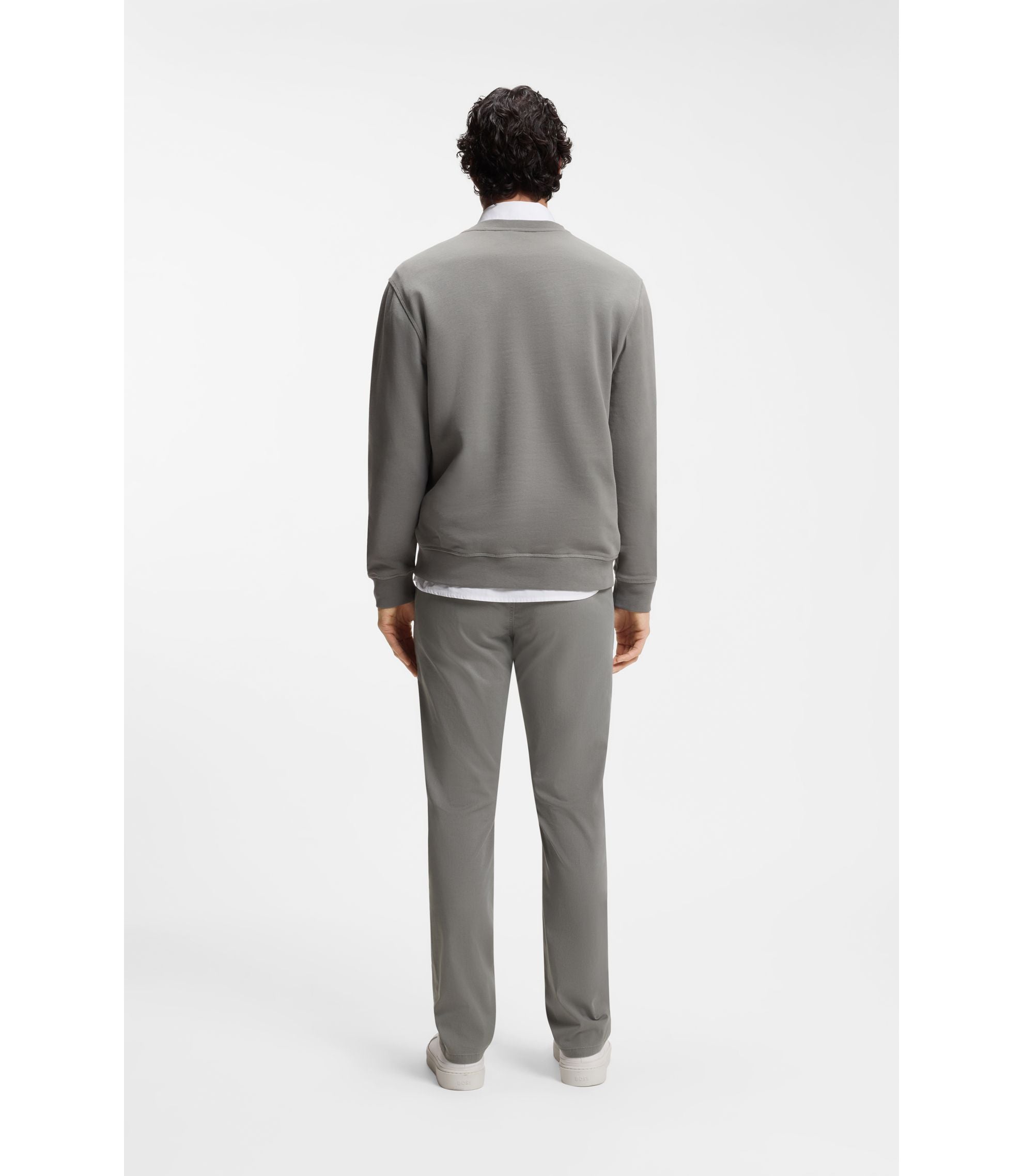 Boss Slim Fit Chinos In Printed Stretch Cotton Twill Silver