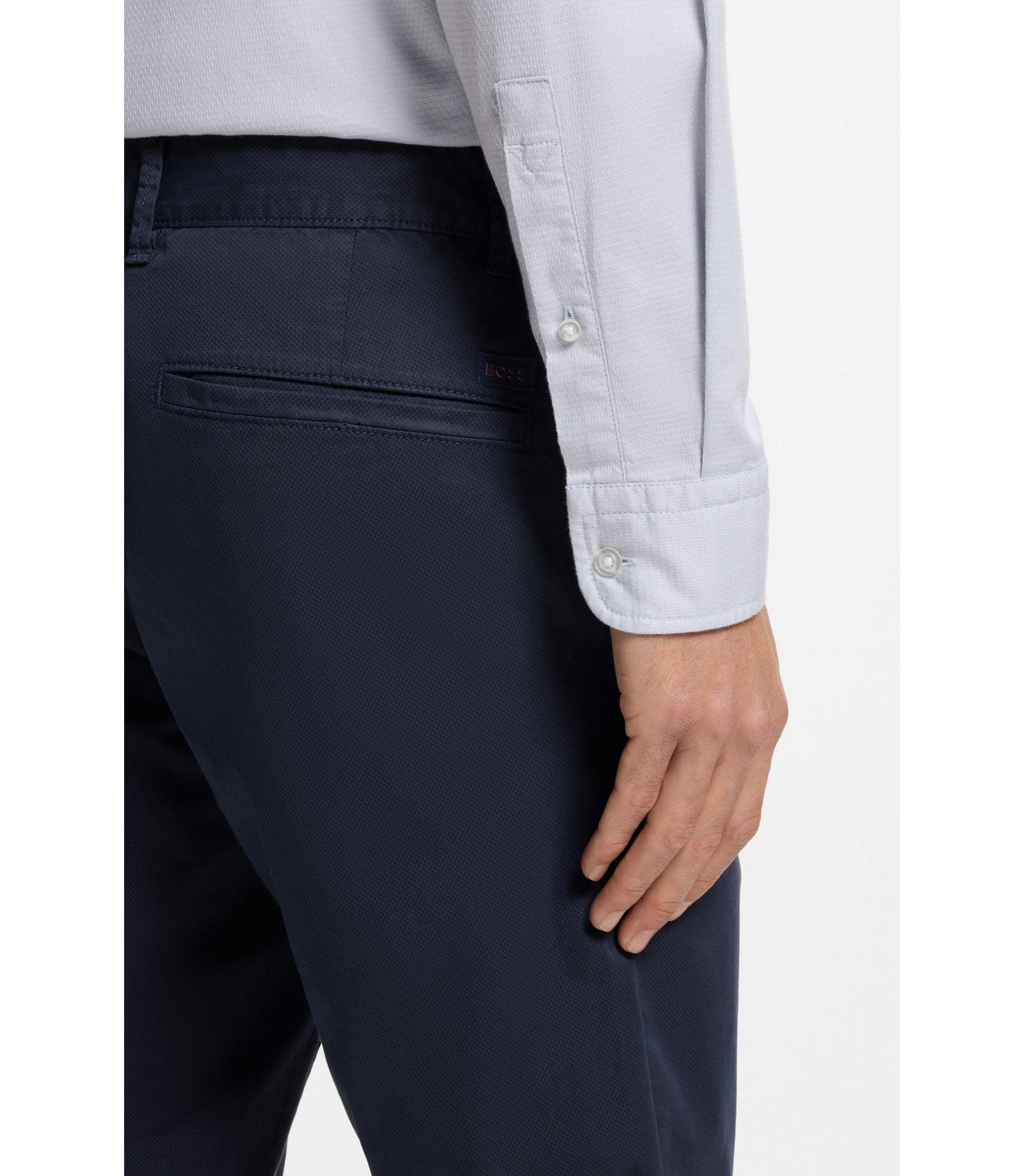 Boss Slim Fit Chinos In Printed Stretch Cotton Twill Light Blue