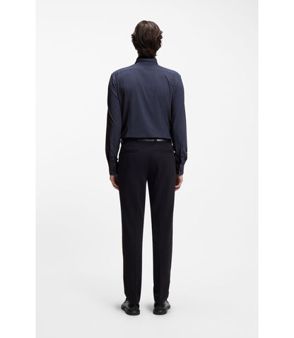 Hugo Printed Slim Fit Shirt In Performance Stretch Jersey Dark Blue