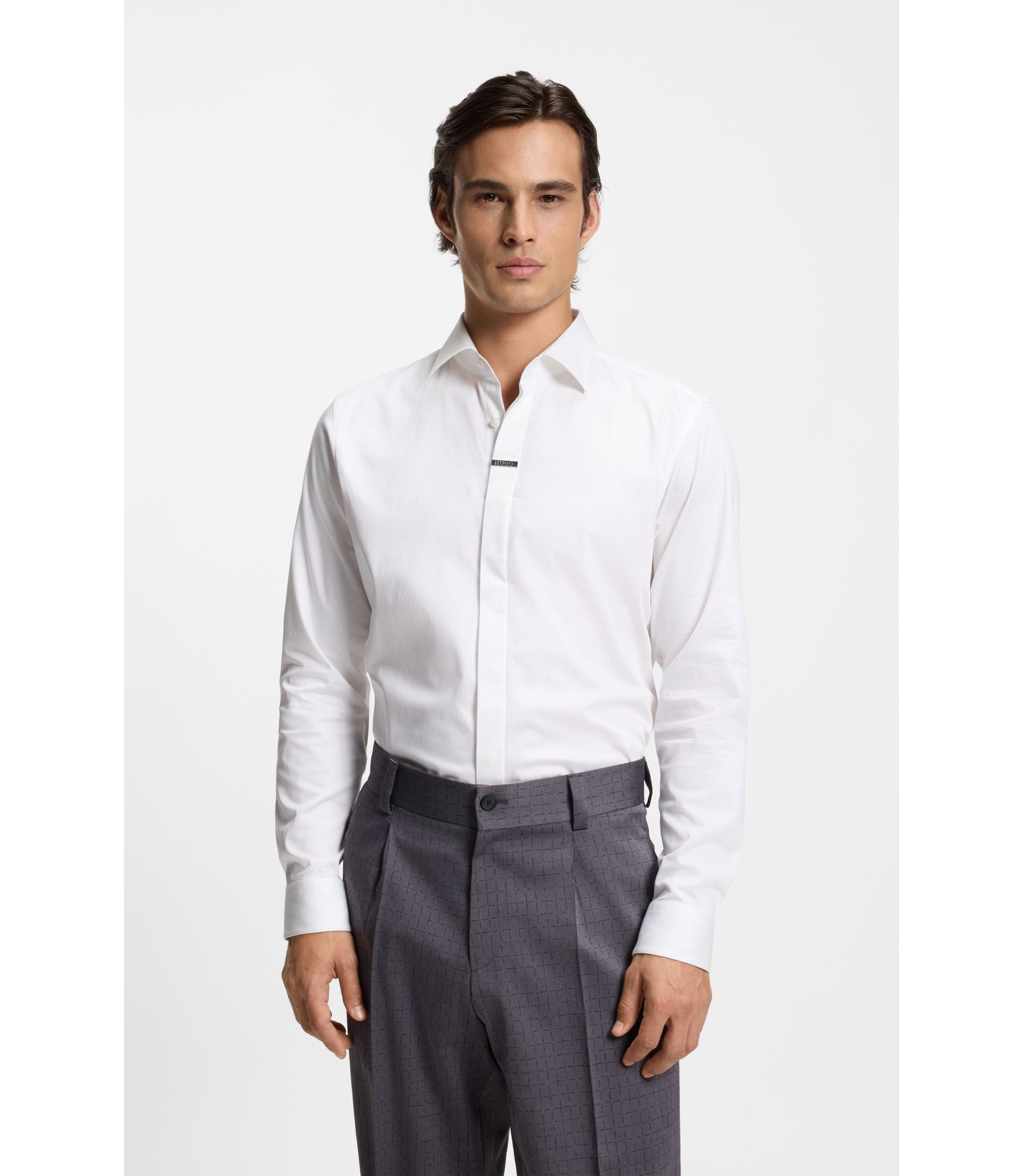 Hugo Modern Fit Shirt In Stretch Cotton White