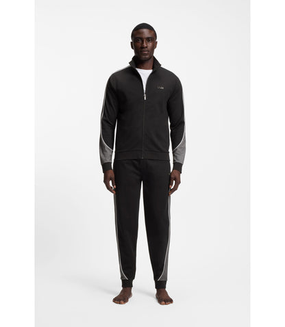 Boss Contrast Piping Tracksuit Bottoms In A Cotton Blend Black