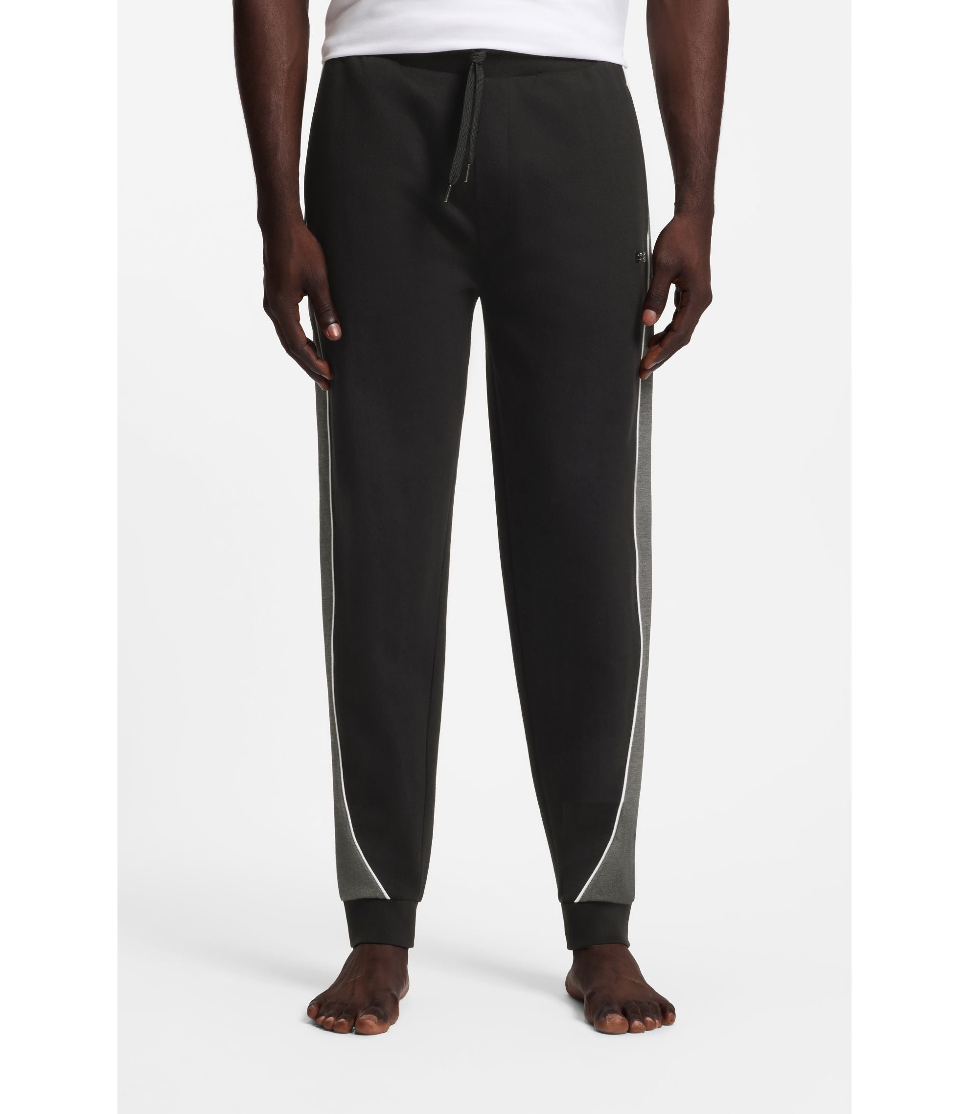 Boss Contrast Piping Tracksuit Bottoms In A Cotton Blend Black