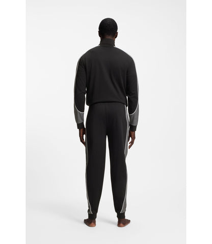 Boss Contrast Piping Tracksuit Bottoms In A Cotton Blend Black