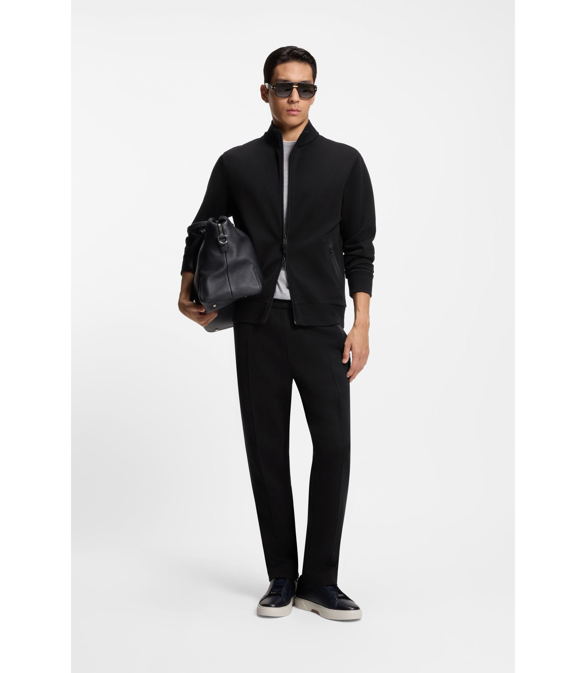 Boss Cotton Blend Tracksuit Bottoms In A Regular Fit Black