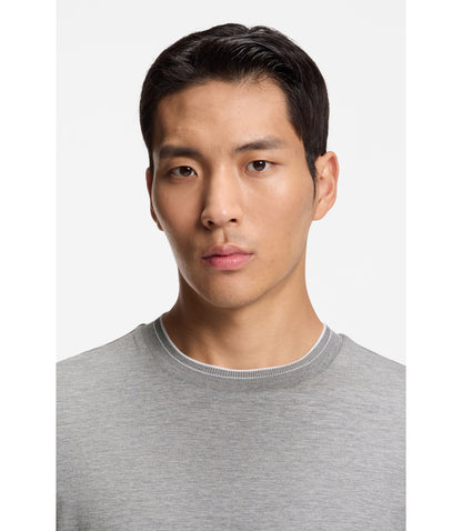Boss Collar Tipping T Shirt In Cotton And Silk Silver