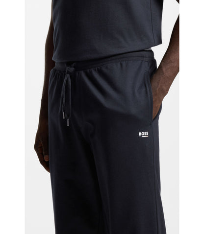 Boss Cotton Terry Tracksuit Bottoms With Signature Stripes And Logo Black
