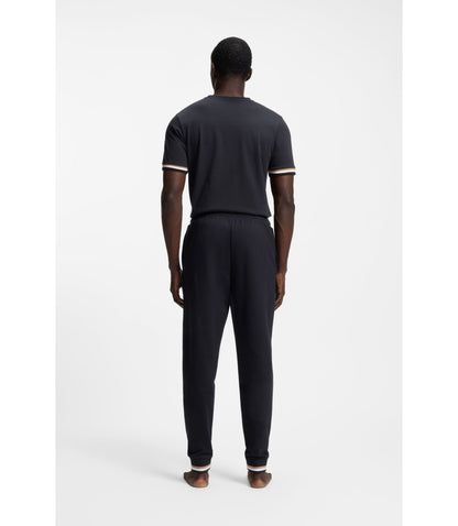 Boss Cotton Terry Tracksuit Bottoms With Signature Stripes And Logo Black