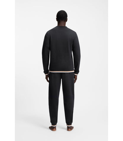Boss Cotton Terry Sweatshirt With Logo And Signature Stripes Black