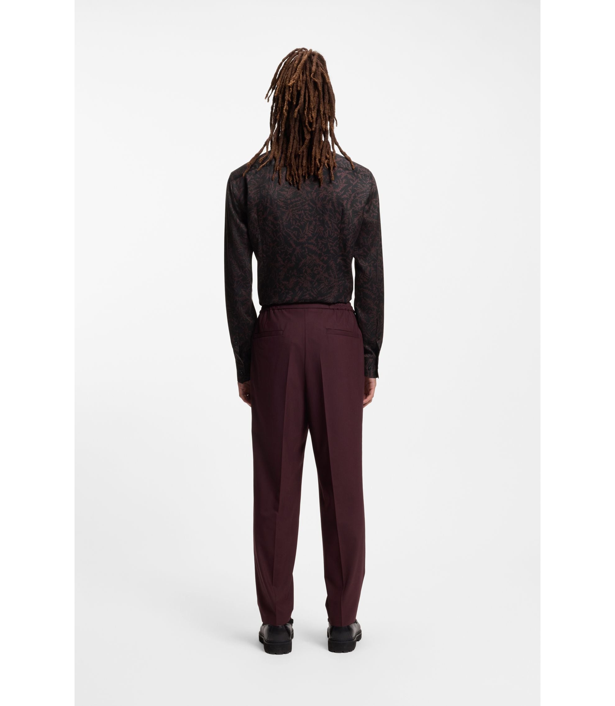 Hugo Slim Fit Shirt With All Over Print Light Brown