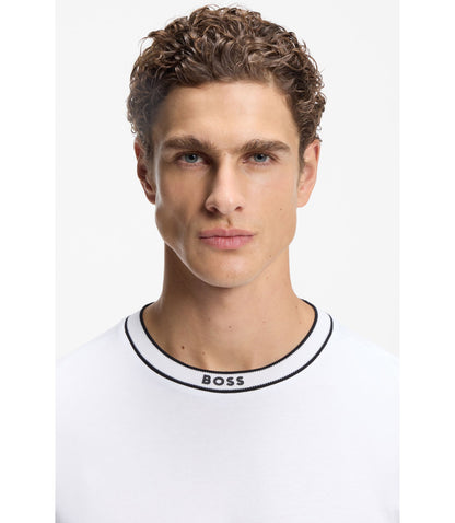 Boss Cotton T Shirt With Logo Crew Neck White