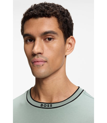 Boss Cotton T Shirt With Logo Crew Neck Light Green