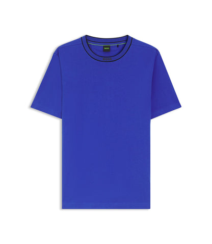 Boss Cotton T Shirt With Logo Crew Neck Blue