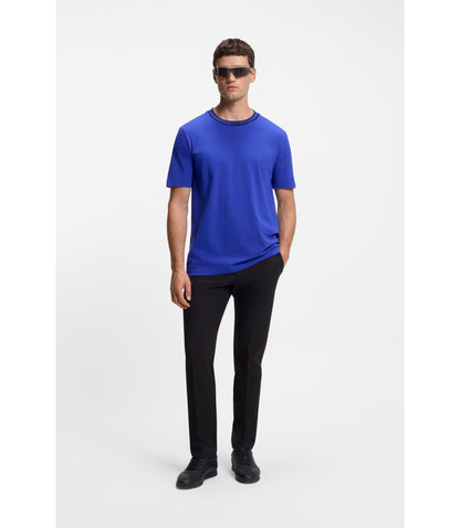 Boss Cotton T Shirt With Logo Crew Neck Blue