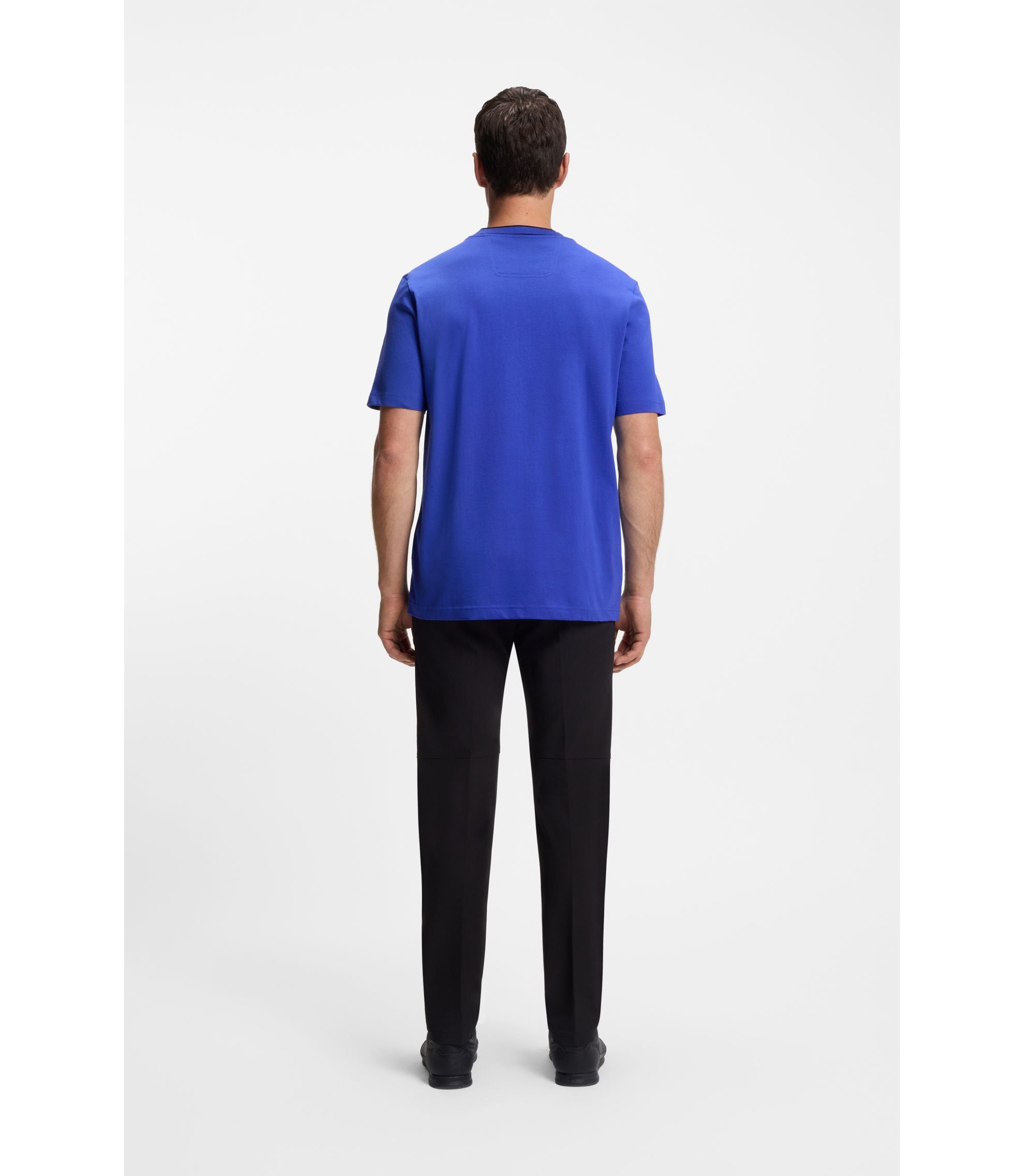 Boss Cotton T Shirt With Logo Crew Neck Blue