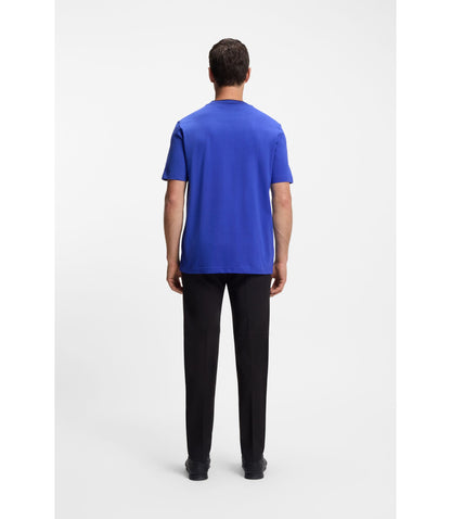 Boss Cotton T Shirt With Logo Crew Neck Blue