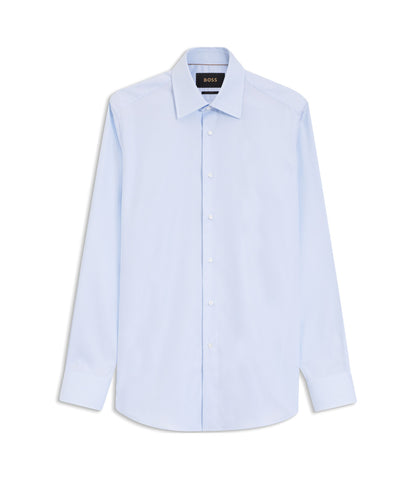 Boss Striped Regular Fit Shirt In Italian Made Cotton Light Blue