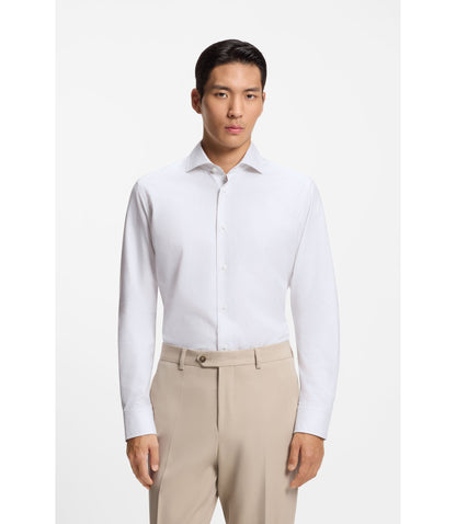 Boss Striped Regular Fit Shirt In Italian Made Cotton Silver