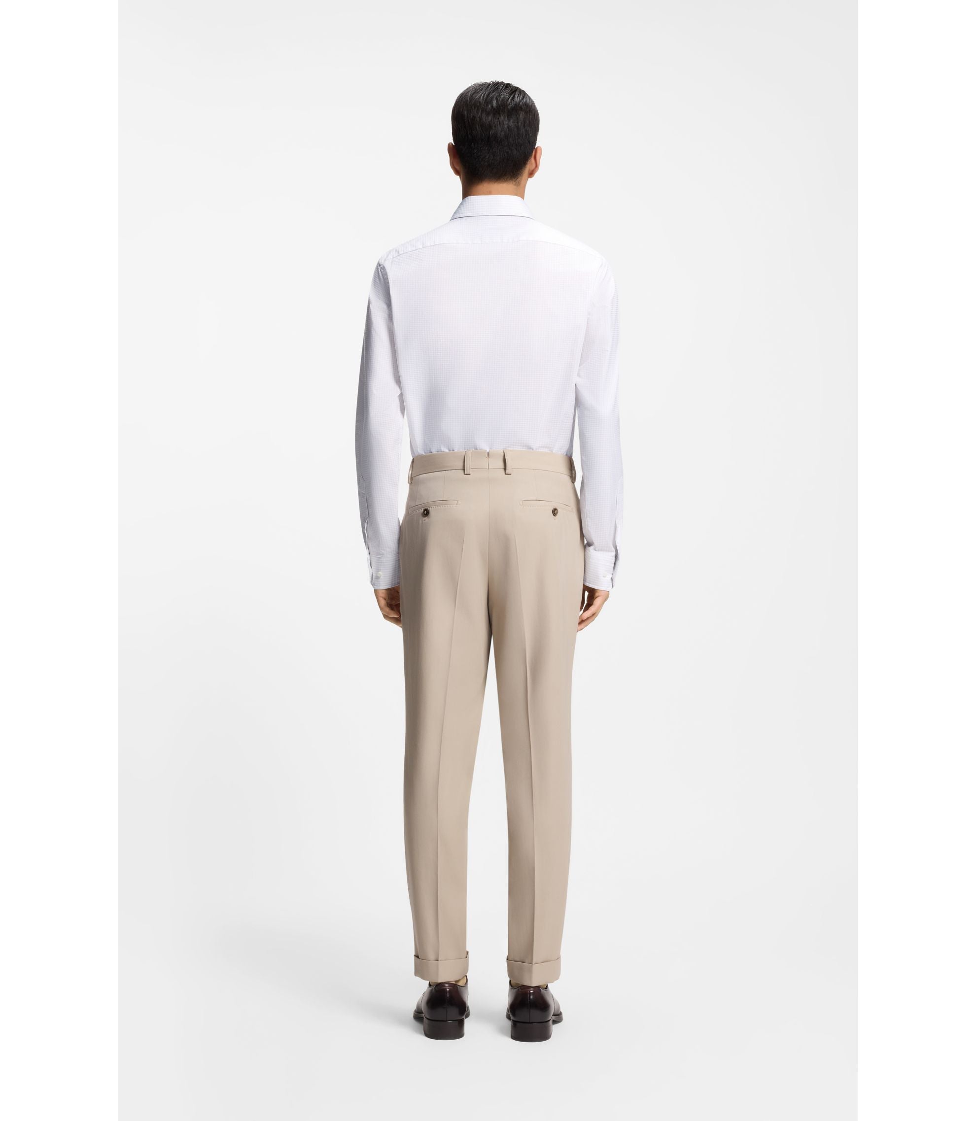 Boss Striped Regular Fit Shirt In Italian Made Cotton Silver