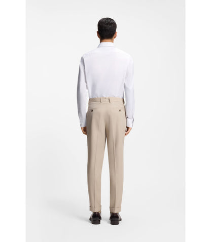 Boss Striped Regular Fit Shirt In Italian Made Cotton Silver