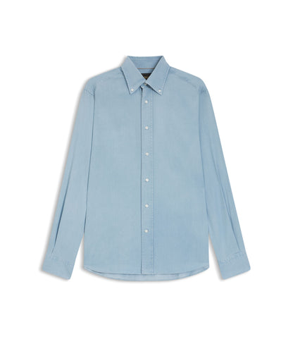 Boss Regular Fit Shirt In Italian Made Denim Light Blue