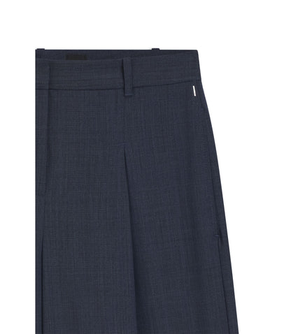 Boss Regular Fit Trousers In Virgin Wool Dark Blue Women's