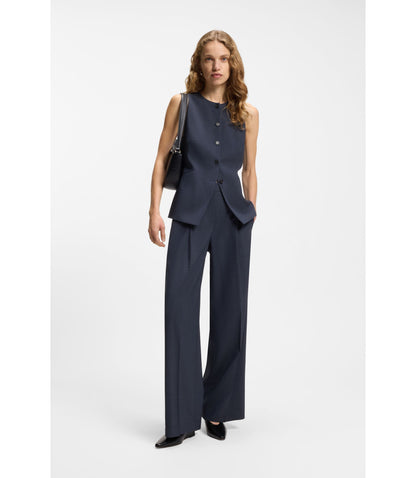 Boss Regular Fit Trousers In Virgin Wool Dark Blue Women's