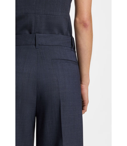 Boss Regular Fit Trousers In Virgin Wool Dark Blue Women's
