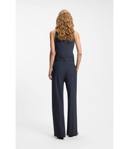 Boss Regular Fit Trousers In Virgin Wool Dark Blue Women's