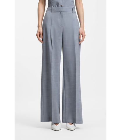 Boss Regular Fit Trousers In Virgin Wool Light Blue Women's