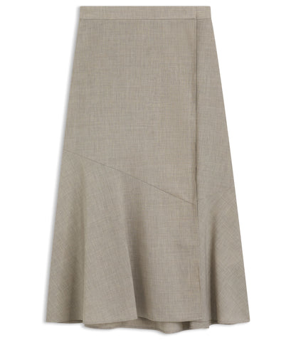 Boss Melange A Line Skirt In Virgin Wool Light Beige Women's