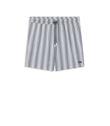 Boss Logo Badge Swim Shorts With Stripe Dark Grey