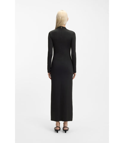 Hugo Mock Neck Dress In Stretch Jersey Black Women's