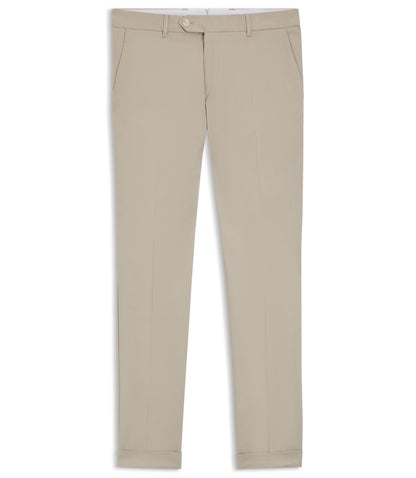 Boss Washable Slim Fit Trousers In Stretch Cotton Khaki