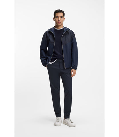 Boss Washable Slim Fit Trousers In Stretch Cotton Dark Blue