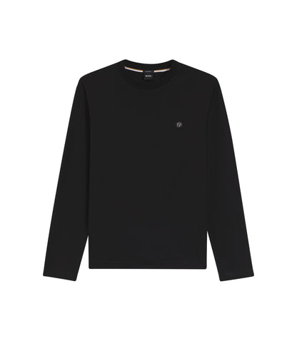 Boss Mercerised Cotton T Shirt With Double B Monogram Black