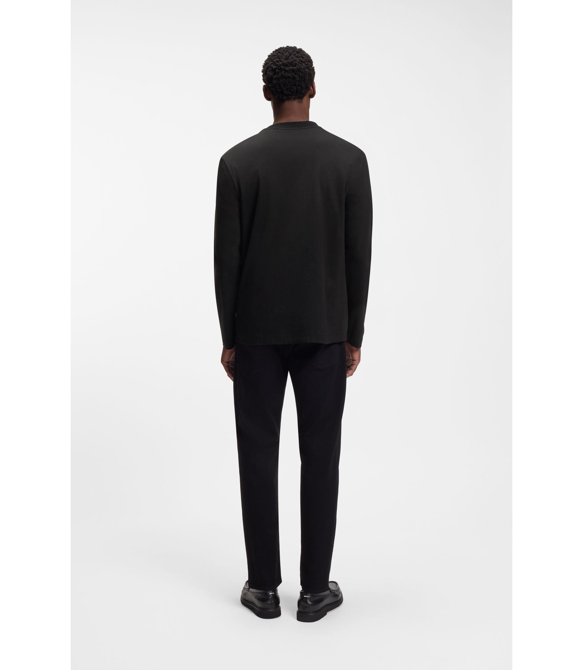 Boss Mercerised Cotton T Shirt With Double B Monogram Black