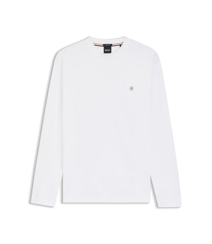 Boss Mercerised Cotton T Shirt With Double B Monogram White