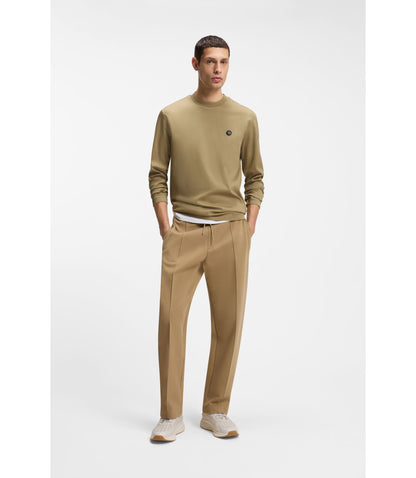 Boss Mercerised Cotton T Shirt With Double B Monogram Khaki