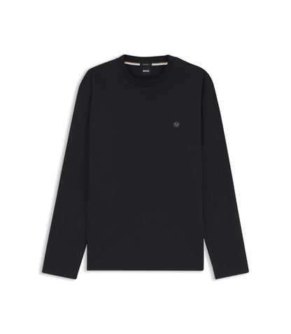 Boss Mercerised Cotton T Shirt With Double B Monogram Dark Blue