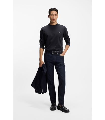 Boss Mercerised Cotton T Shirt With Double B Monogram Dark Blue