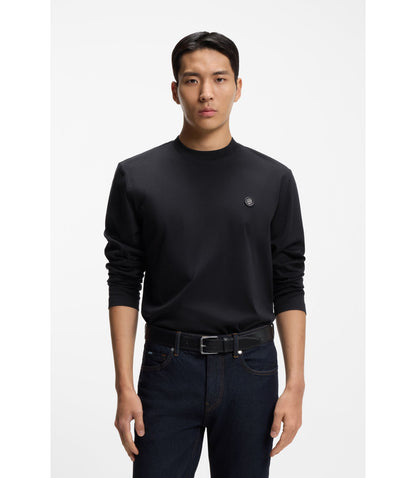 Boss Mercerised Cotton T Shirt With Double B Monogram Dark Blue