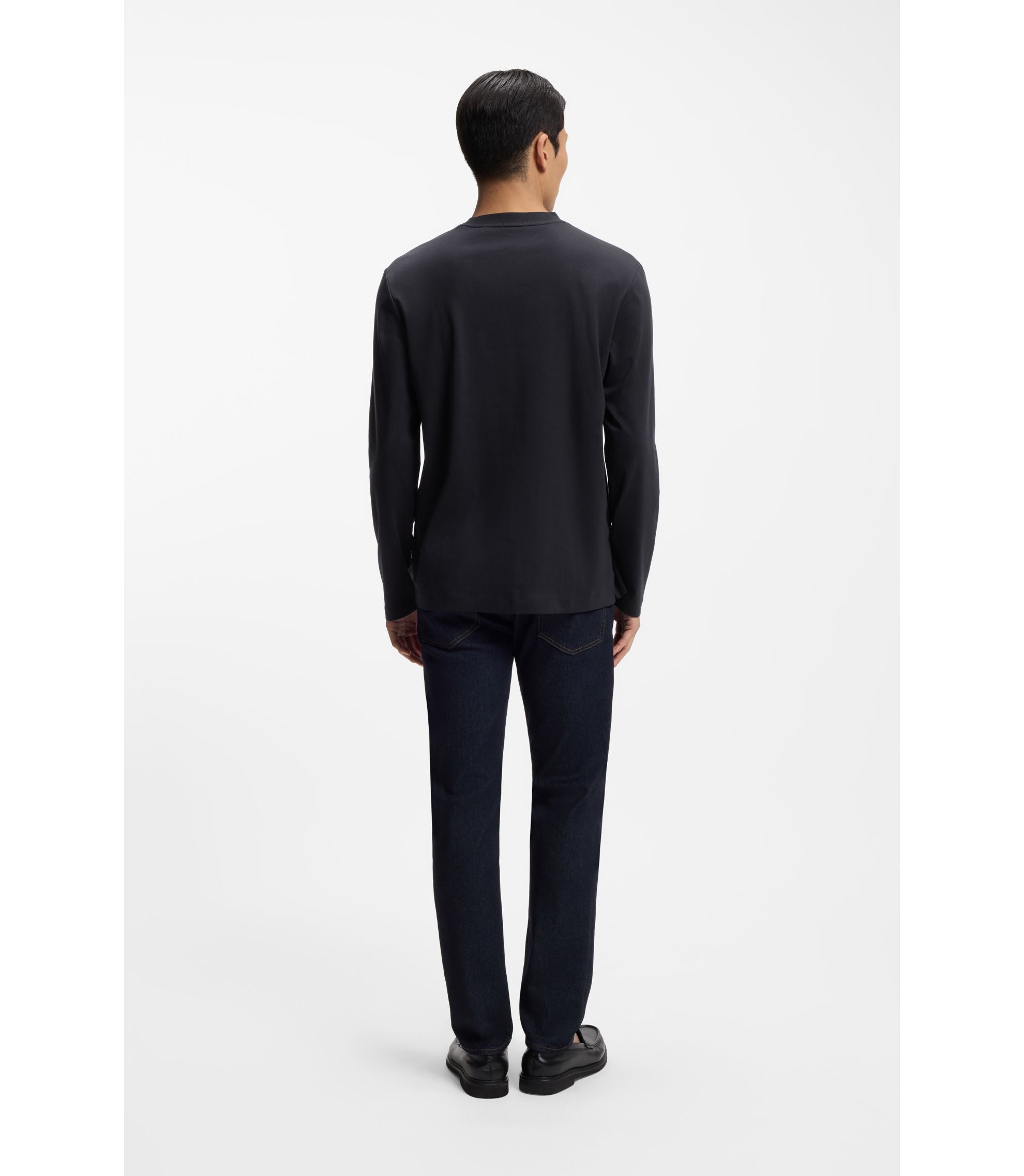 Boss Mercerised Cotton T Shirt With Double B Monogram Dark Blue