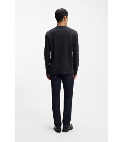 Boss Mercerised Cotton T Shirt With Double B Monogram Dark Blue