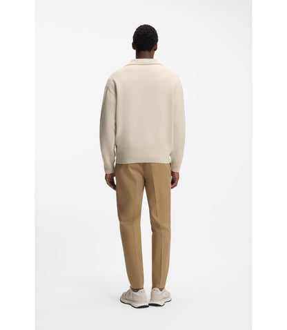 Boss Johnny Collar Sweater In Virgin Wool White