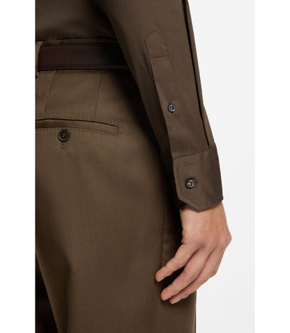 Boss Slim Fit Shirt In An Italian Made Cotton Blend Light Green