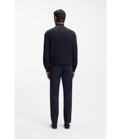 Boss Quarter Zip Sweater In Cotton Dark Blue