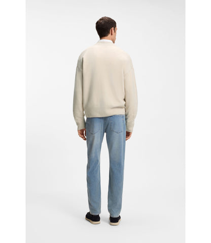 Boss Virgin Wool Cardigan In A Relaxed Fit White