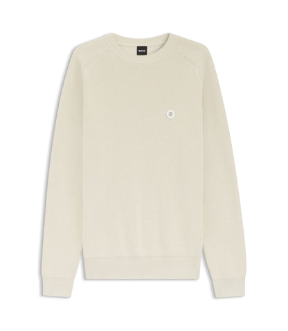 Boss Cotton Sweater With Double B Monogram White